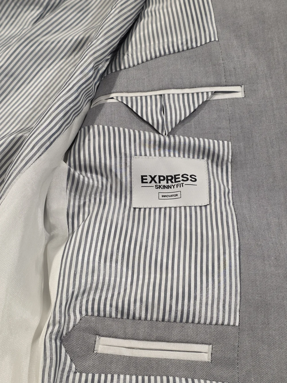 38R Men's Express Innovator Blazer Skinny Fit Gray 100% Cotton Sport Coat